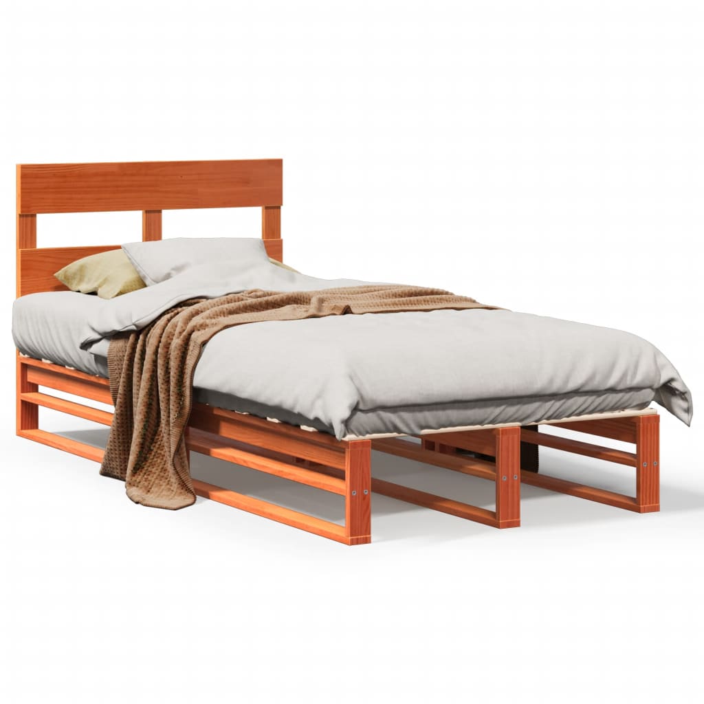 vidaXL Bed Frame without Mattress Wax Brown 100x200 cm Solid Wood Pine