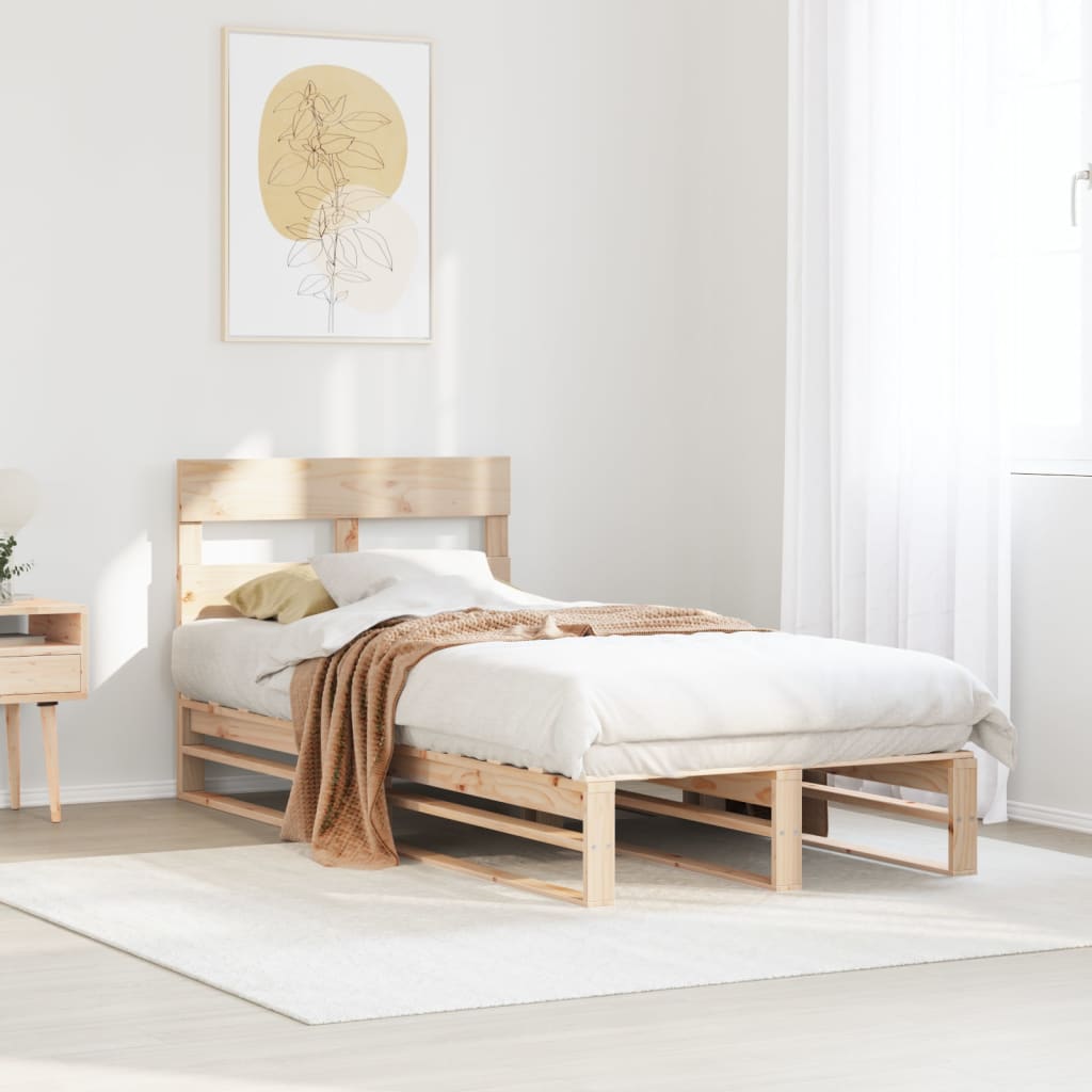 vidaXL Bed Frame without Mattress 75x190 cm Small Single Solid Wood Pine