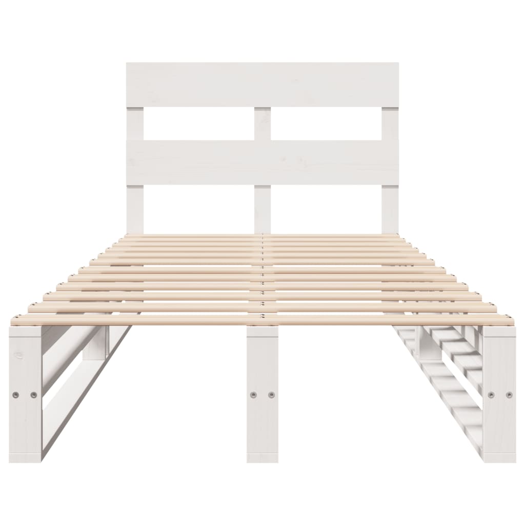 vidaXL Bed Frame without Mattress White 75x190 cm Small Single Solid Wood Pine
