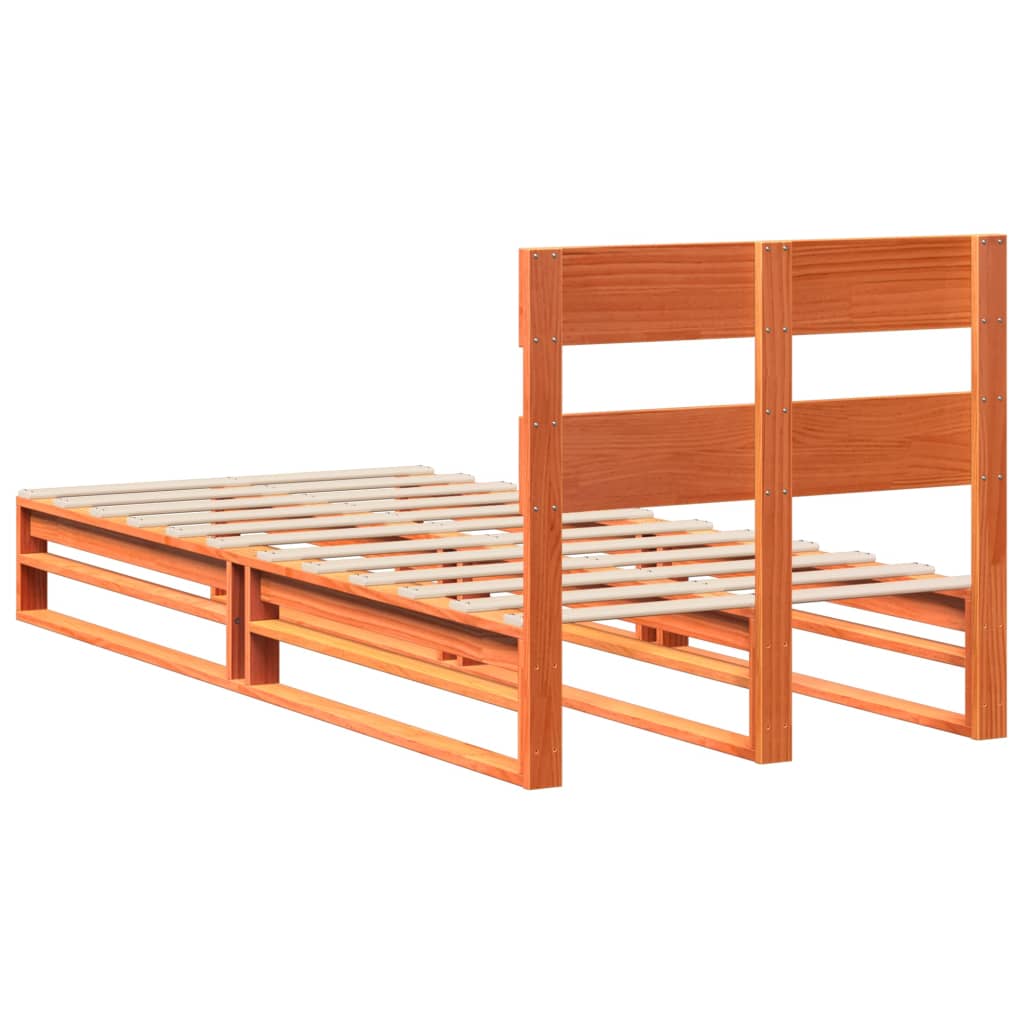 vidaXL Bed Frame without Mattress Wax Brown 75x190 cm Small Single Solid Wood Pine