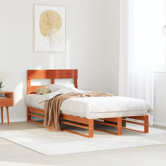 vidaXL Bed Frame without Mattress Wax Brown 75x190 cm Small Single Solid Wood Pine