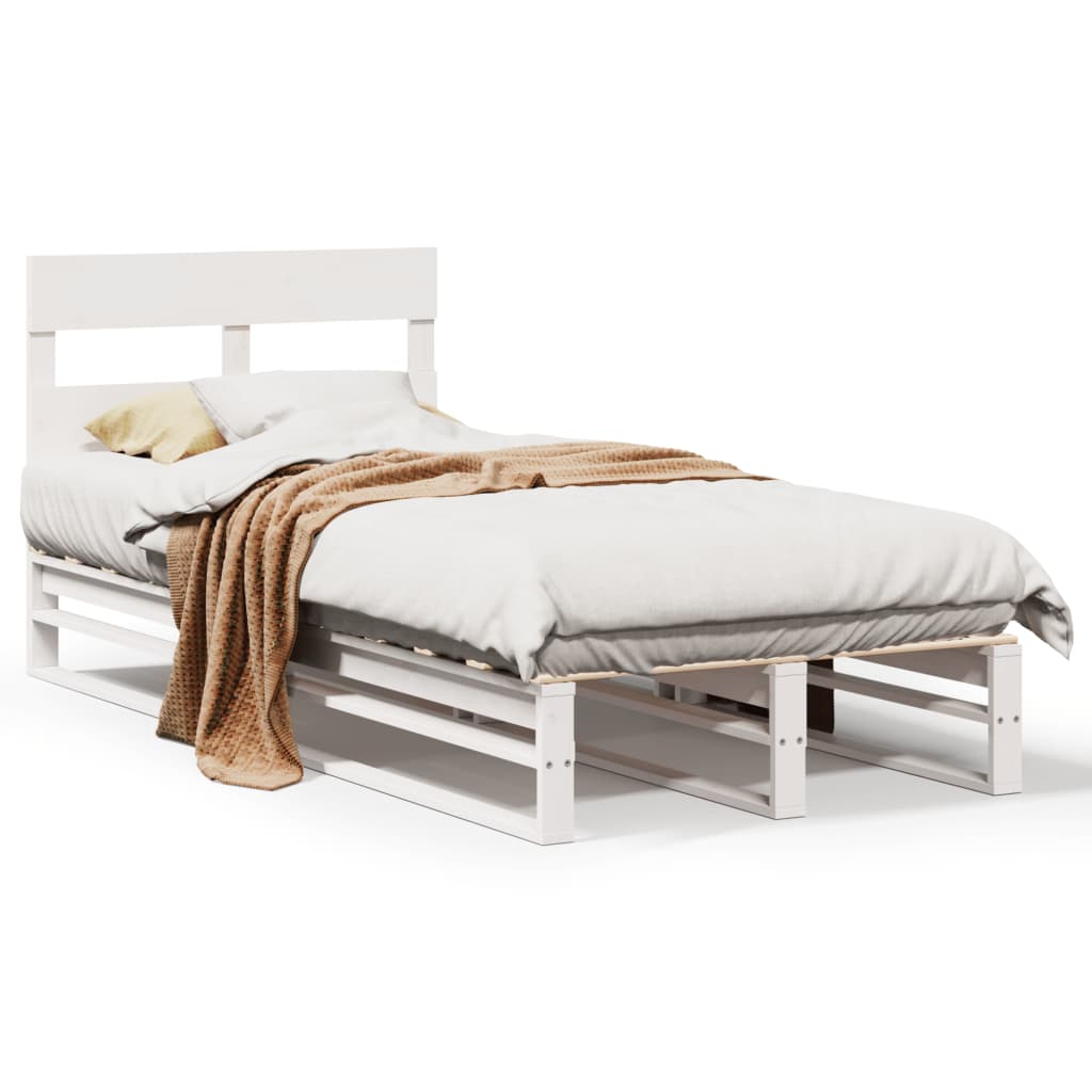 vidaXL Bed Frame without Mattress White 90x190 cm Single Solid Wood Pine