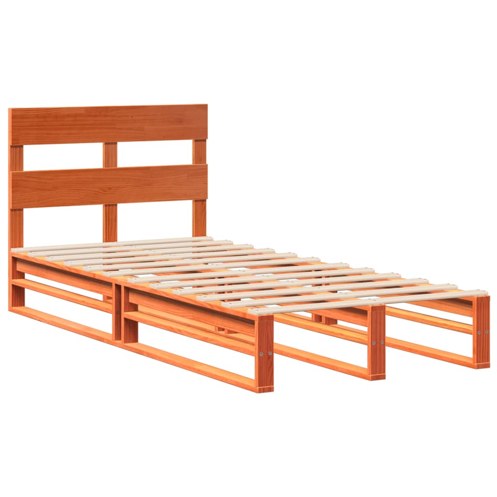 vidaXL Bed Frame without Mattress Wax Brown 90x190 cm Single Solid Wood Pine