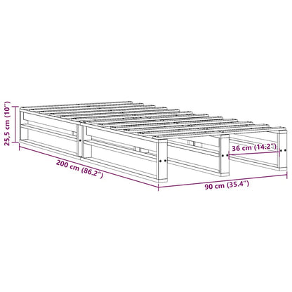 vidaXL Bed Frame without Mattress White 90x200 cm Solid Wood Pine