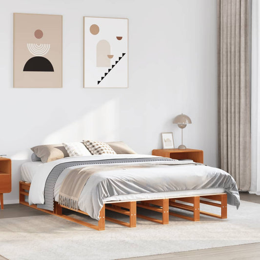 vidaXL Bed Frame without Mattress Wax Brown 120x200 cm Solid Wood Pine