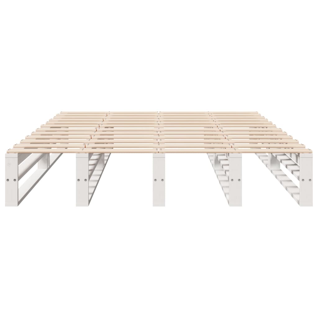vidaXL Bed Frame without Mattress White 150x200 cm King Size Solid Wood Pine