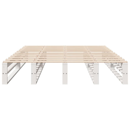 vidaXL Bed Frame without Mattress White 150x200 cm King Size Solid Wood Pine