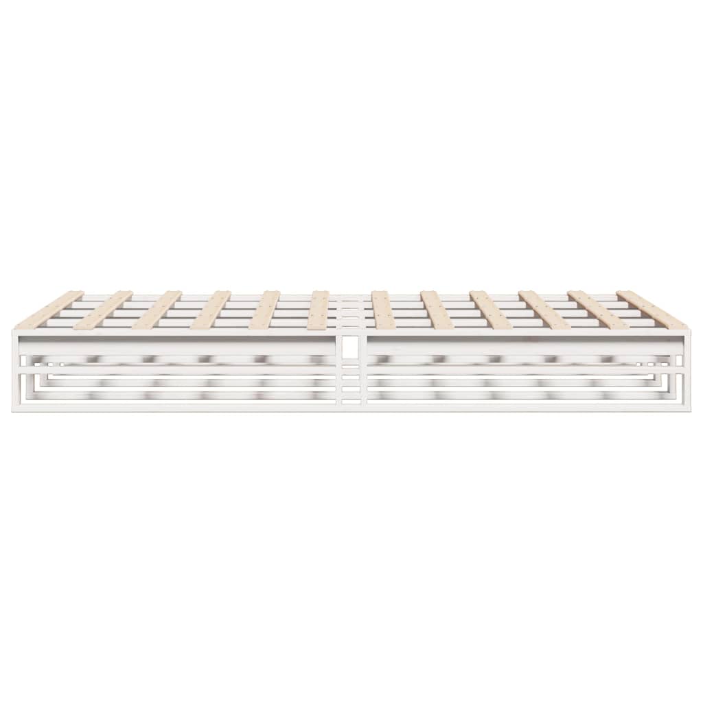 vidaXL Bed Frame without Mattress White 150x200 cm King Size Solid Wood Pine