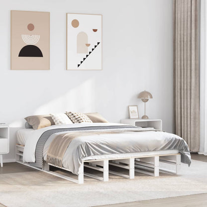 vidaXL Bed Frame without Mattress White 150x200 cm King Size Solid Wood Pine