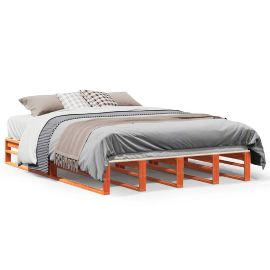 vidaXL Bed Frame without Mattress Wax Brown 150x200 cm King Size Solid Wood Pine