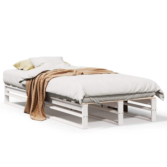 vidaXL Bed Frame without Mattress White 75x190 cm Small Single Solid Wood Pine
