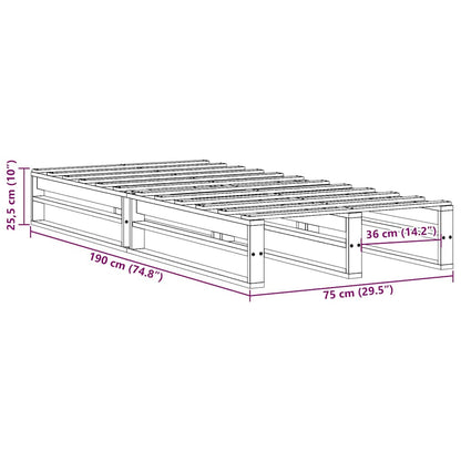 vidaXL Bed Frame without Mattress White 75x190 cm Small Single Solid Wood Pine