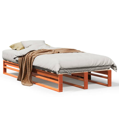 vidaXL Bed Frame without Mattress Wax Brown 75x190 cm Small Single Solid Wood Pine