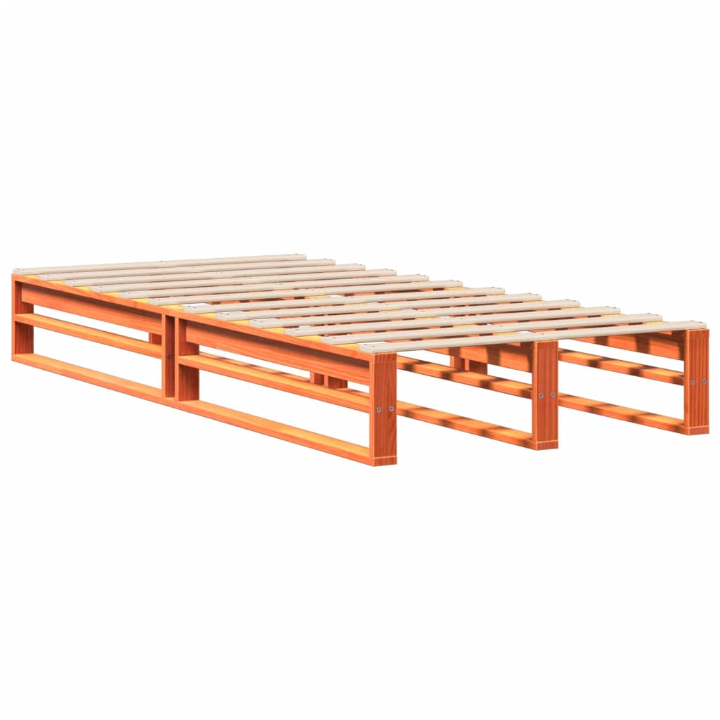 vidaXL Bed Frame without Mattress Wax Brown 75x190 cm Small Single Solid Wood Pine