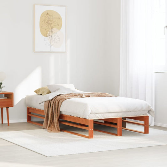 vidaXL Bed Frame without Mattress Wax Brown 75x190 cm Small Single Solid Wood Pine