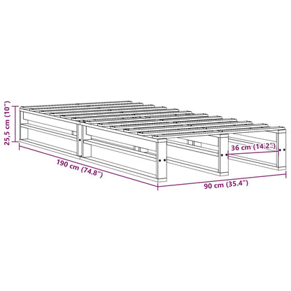 vidaXL Bed Frame without Mattress 90x190 cm Single Solid Wood Pine