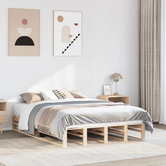 vidaXL Bed Frame without Mattress 135x190 cm Double Solid Wood Pine