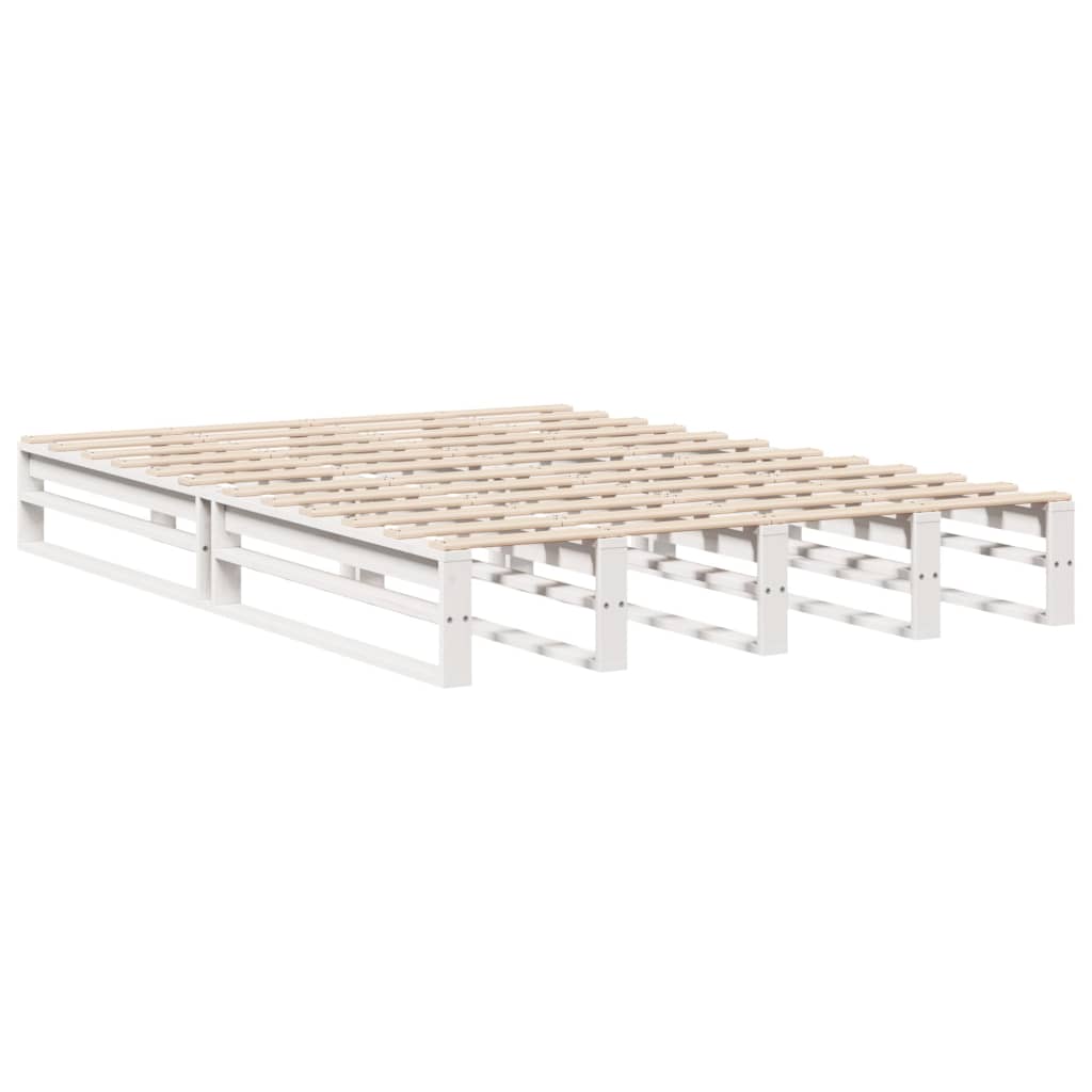 vidaXL Bed Frame without Mattress White 135x190 cm Double Solid Wood Pine