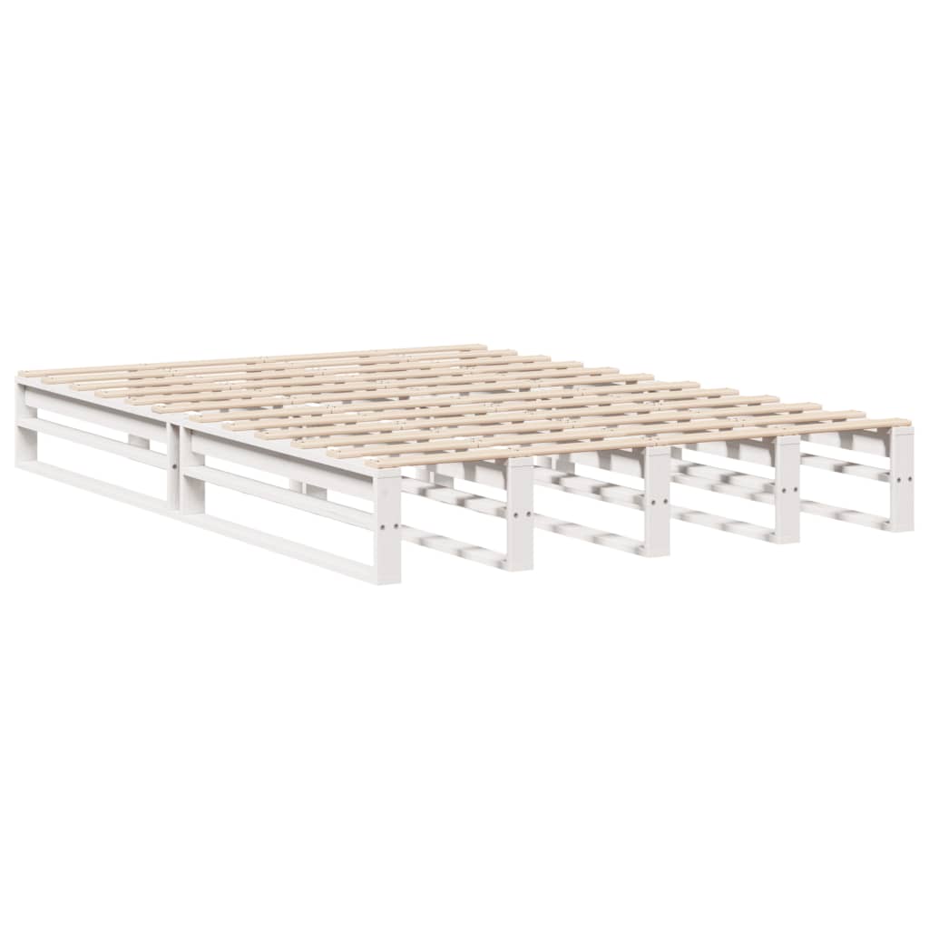 vidaXL Bed Frame without Mattress White 135x190 cm Double Solid Wood Pine