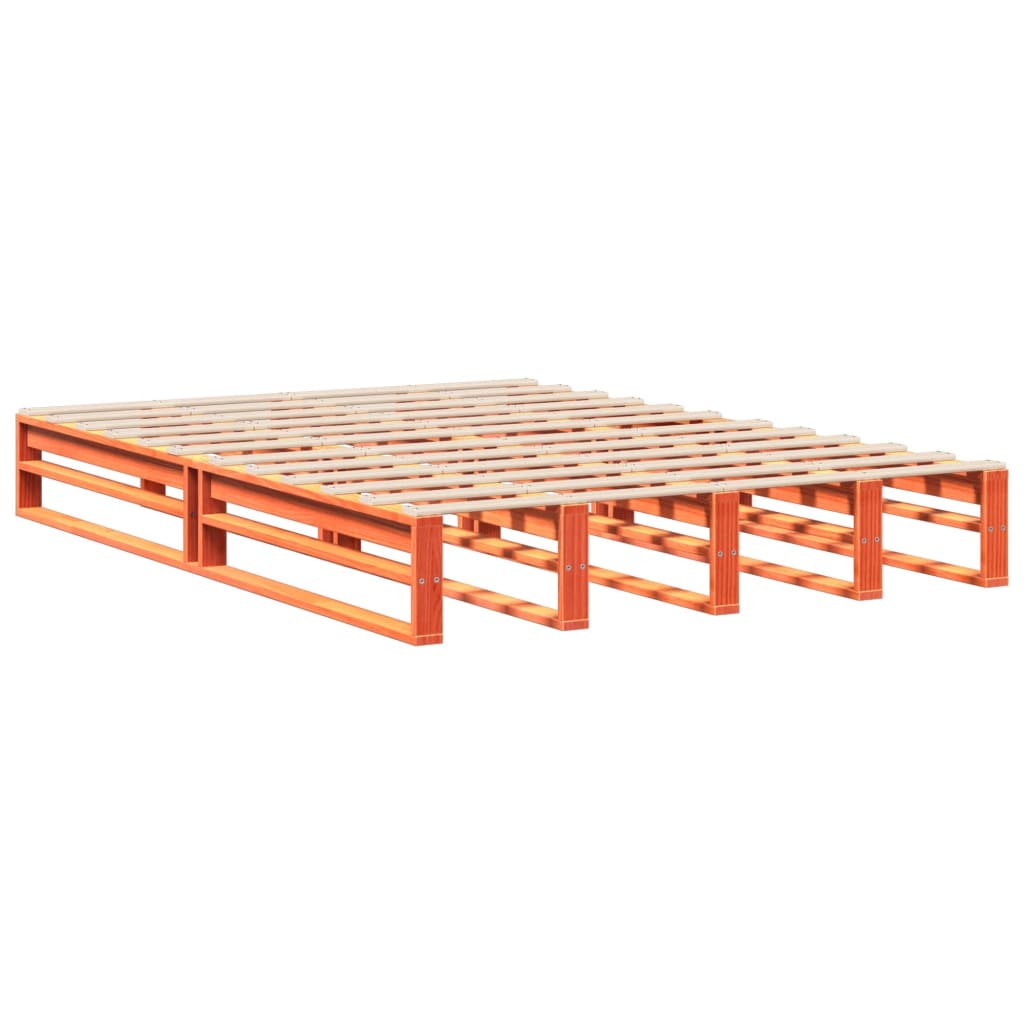 vidaXL Bed Frame without Mattress Wax Brown 135x190 cm Double Solid Wood Pine