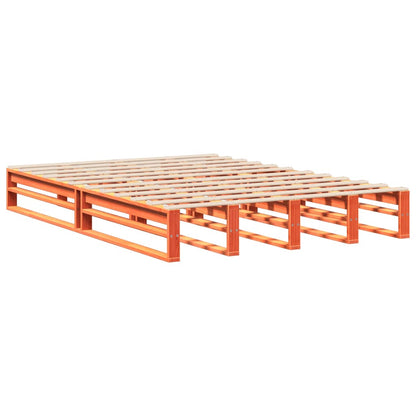 vidaXL Bed Frame without Mattress Wax Brown 135x190 cm Double Solid Wood Pine