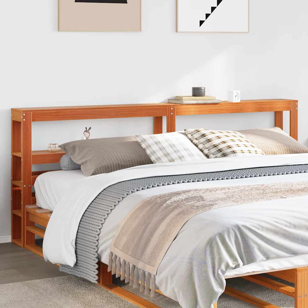 vidaXL Headboard with Shelves Wax Brown 200 cm Solid Wood Pine