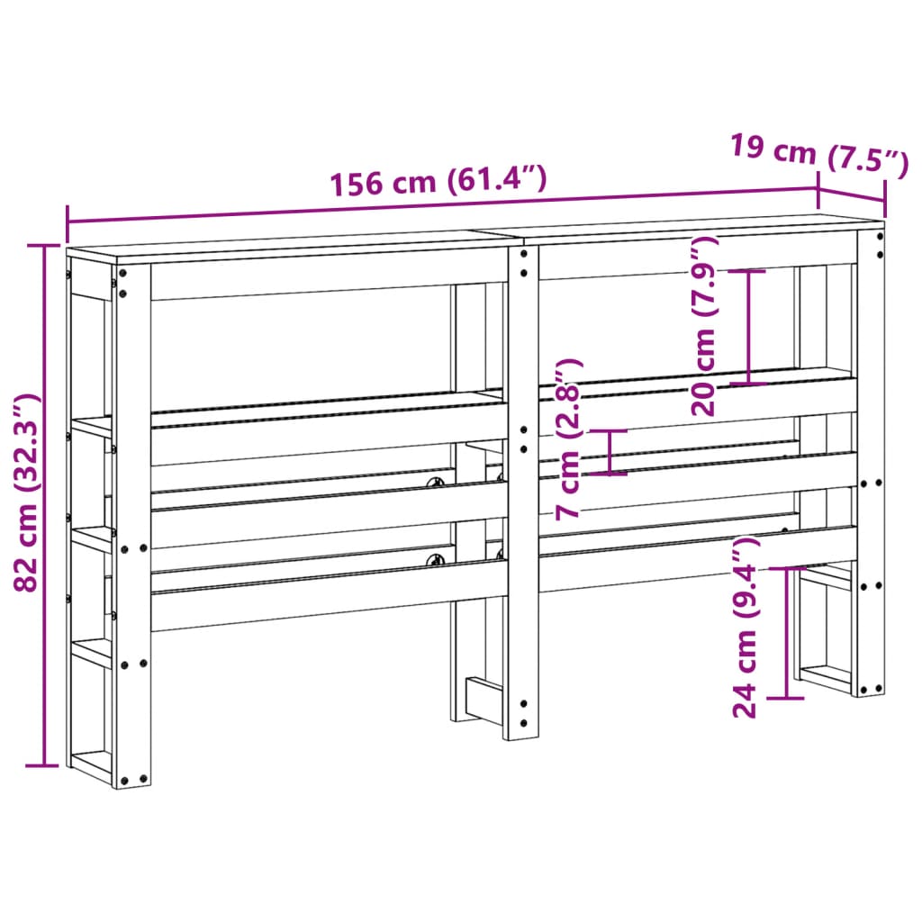 vidaXL Headboard with Shelves Wax Brown 150 cm Solid Wood Pine
