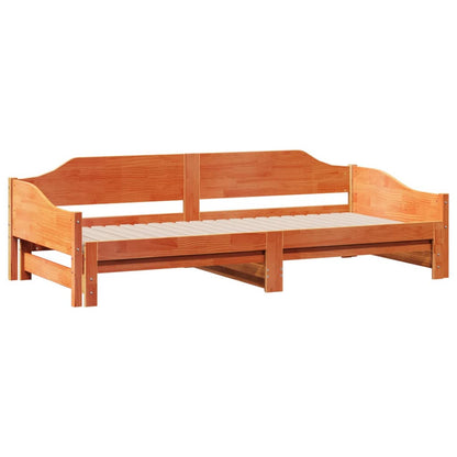 vidaXL Daybed with Trundle without Mattress Wax Brown 80x200 cm Solid Wood