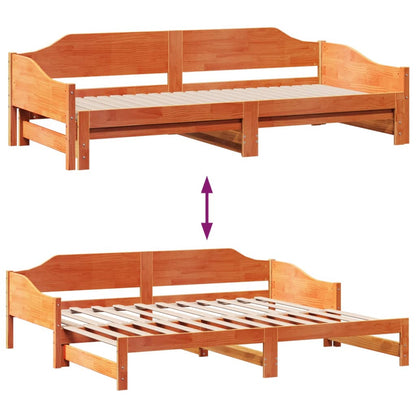 vidaXL Daybed with Trundle without Mattress Wax Brown 80x200 cm Solid Wood