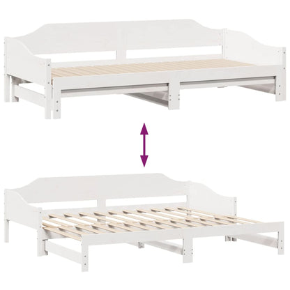 vidaXL Daybed with Trundle without Mattress White 90x200 cm Solid Wood