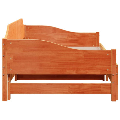 vidaXL Daybed with Trundle without Mattress Wax Brown 90x200 cm Solid Wood
