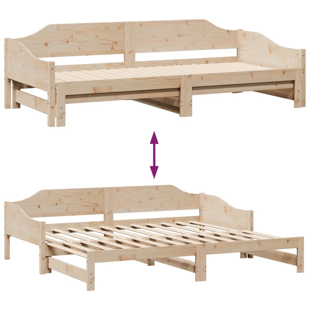vidaXL Daybed with Trundle without Mattress 90x190 cm Single Solid Wood