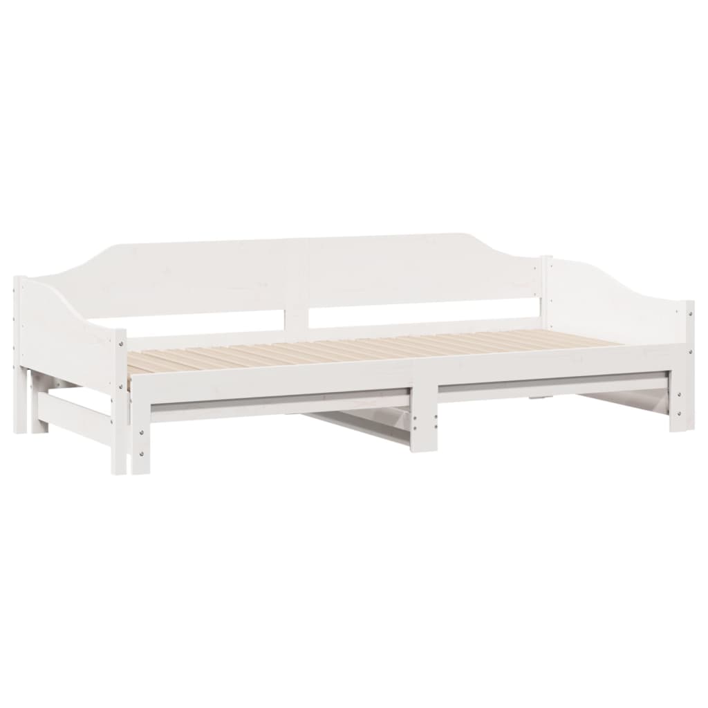 vidaXL Daybed with Trundle without Mattress White 90x190 cm Single Solid Wood
