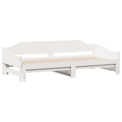 vidaXL Daybed with Trundle without Mattress White 90x190 cm Single Solid Wood