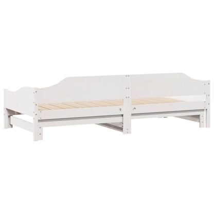 vidaXL Daybed with Trundle without Mattress White 90x190 cm Single Solid Wood