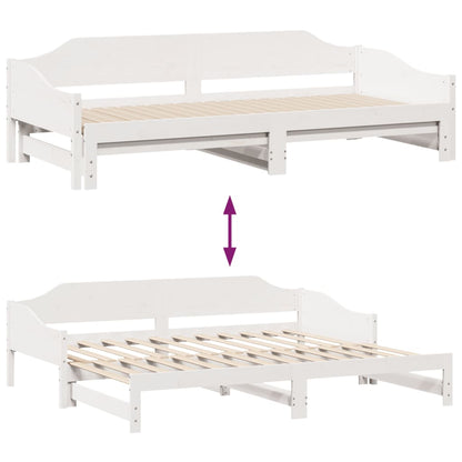 vidaXL Daybed with Trundle without Mattress White 90x190 cm Single Solid Wood