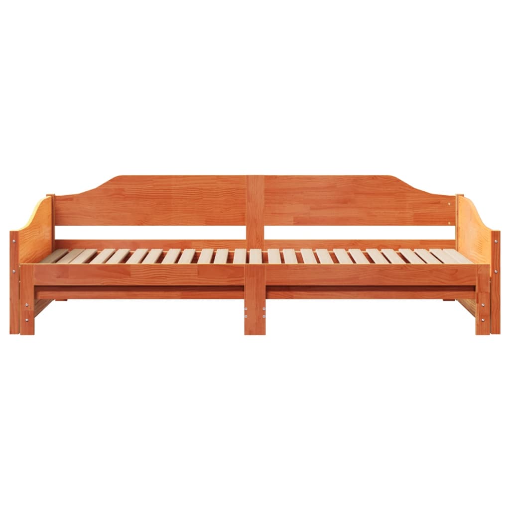 vidaXL Daybed with Trundle without Mattress Wax Brown 90x190 cm Single Solid Wood