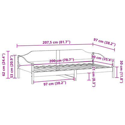 vidaXL Bed Frame without Mattress Wax Brown 90x200 cm Solid Wood Pine
