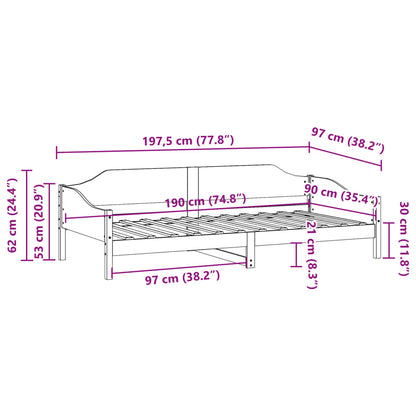 vidaXL Bed Frame without Mattress Wax Brown 90x190 cm Single Solid Wood Pine