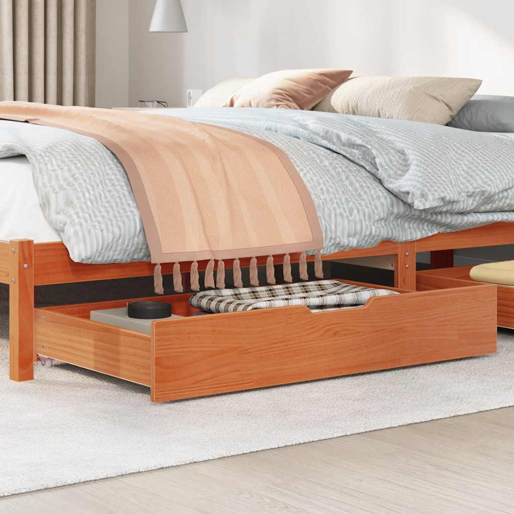 vidaXL Under-Bed Drawers 2 pcs Wax Brown 95x55x17 cm Solid Wood Pine