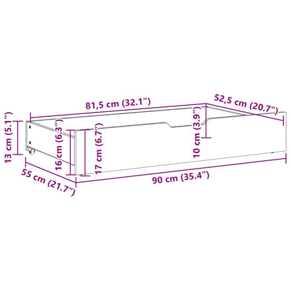 vidaXL Under-Bed Drawers with Wheels 2 pcs 90x55x17 cm Solid Wood Pine