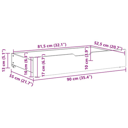 vidaXL Under-Bed Drawers 2 pcs White 90x55x17 cm Solid Wood Pine