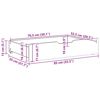 vidaXL Under-Bed Drawers 2 pcs White 85x55x17 cm Solid Wood Pine