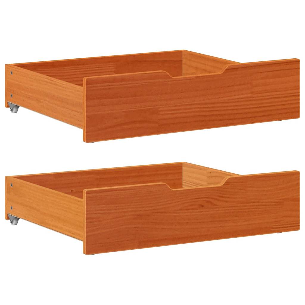 vidaXL Under-Bed Drawers 2 pcs Wax Brown 75x55x17 cm Solid Wood Pine