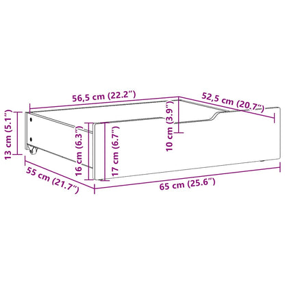 vidaXL Under-Bed Drawers 2 pcs Wax Brown 65x55x17 cm Solid Wood Pine