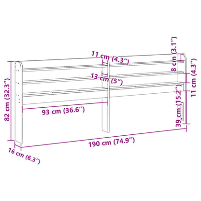 vidaXL Headboard with Shelves White 180 cm Solid Wood Pine