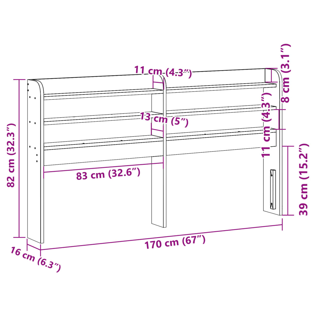 vidaXL Headboard with Shelves 160 cm Solid Wood Pine