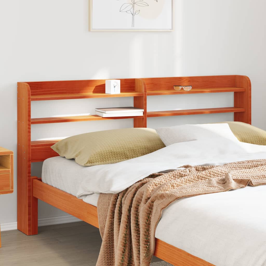 vidaXL Headboard with Shelves Wax Brown 160 cm Solid Wood Pine