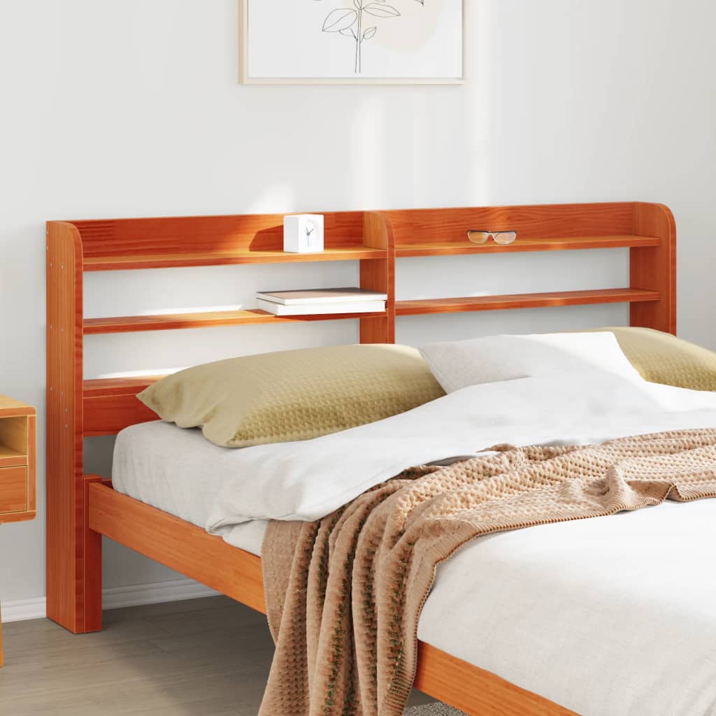 vidaXL Headboard with Shelves Wax Brown 140 cm Solid Wood Pine