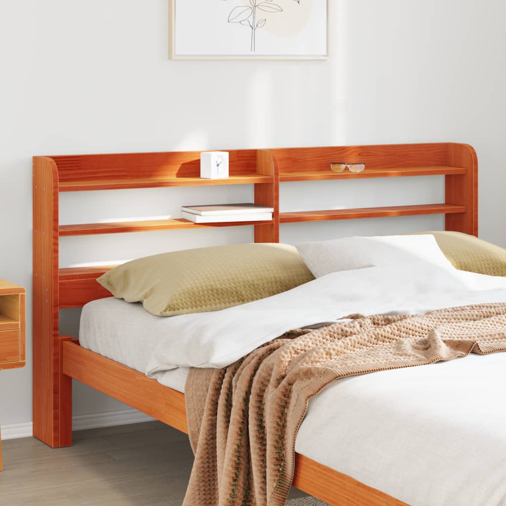vidaXL Headboard with Shelves Wax Brown 135 cm Solid Wood Pine